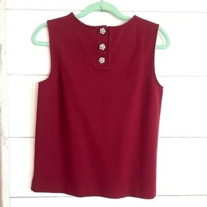 J. Crew Wine or Maroon Knit Sleeveless Top with Jewel Buttons
